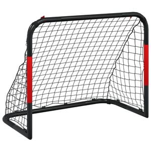 vidaXL Poartă de fotbal cu plasă, roșu și negru, 90x48x71 cm, oțel