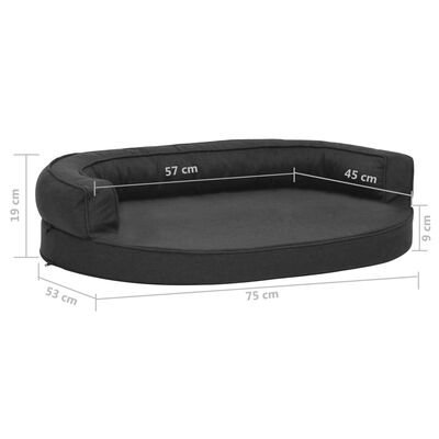 vidaXL Saltea ergonomică pat de câini, negru, 75x53 cm, aspect de in