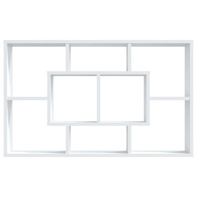 vidaXL Raft de perete, alb extralucios, 85x16x52,5 cm, lemn compozit