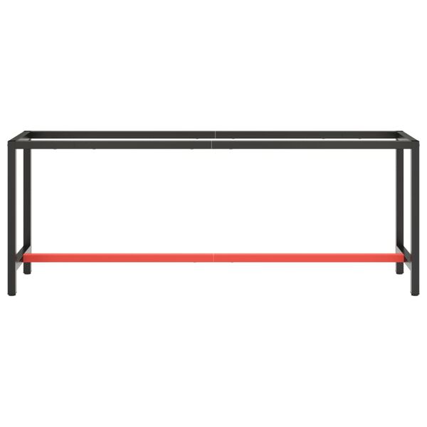 vidaXL Cadru banc de lucru, negru mat/roșu mat, 210x50x79 cm, metal
