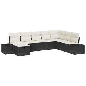 vidaXL Set de canapele pentru grădină cu pernă 8 pcs Negru Rattan poli