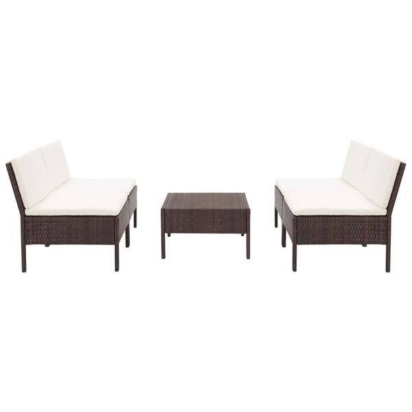 vidaXL Set canapele de grădină cu perne, 5 piese, maro, poliratan