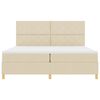 vidaXL Pat cu arcuri cu saltea cu headboard Crem 200 x 200 cm țesătură