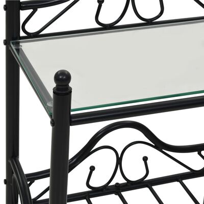 vidaXL Noptieră, oțel și sticlă securizată, 45 x 30,5 x 60 cm, negru