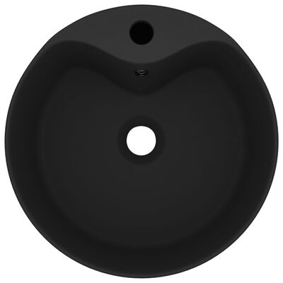 vidaXL Chiuvetă de lux cu preaplin, negru mat, 36 x 13 cm, ceramică