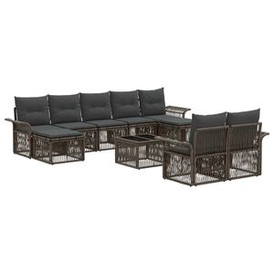 vidaXL Set de canapele pentru grădină 10 pcs Gri poliratan