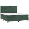 vidaXL Pat box spring cu saltea, verde &icirc;nchis, 160x200 cm, catifea
