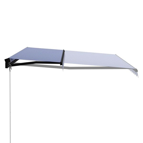 vidaXL Copertină retractabilă manual, albastru și alb, 450x300 cm