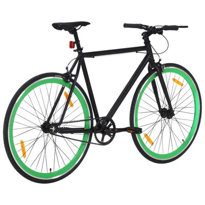 vidaXL Bicicletă cu angrenaj fix, negru și verde, 700c, 59 cm