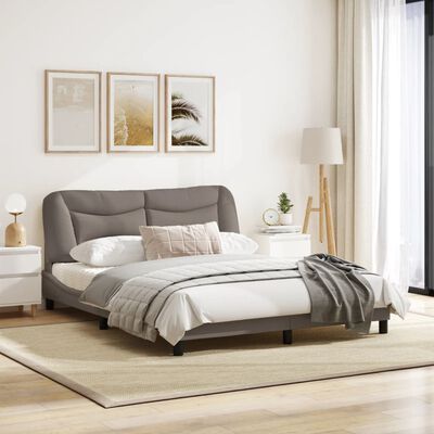 vidaXL Cadru de pat cu tăblie, gri taupe, 160x200 cm, textil