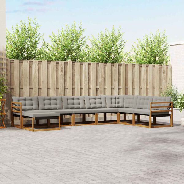 vidaXL Set de canapele de exterior 8 pcs Gri natural și deschis