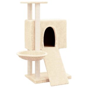 vidaXL Ansamblu de pisici cu st&acirc;lpi din funie de sisal, crem, 96 cm