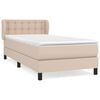 vidaXL Pat box spring cu saltea, cappuccino, 100x200cm piele ecologică