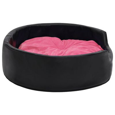 vidaXL Pat pentru câini, negru/roz, 79x70x19 cm, pluș/piele ecologică