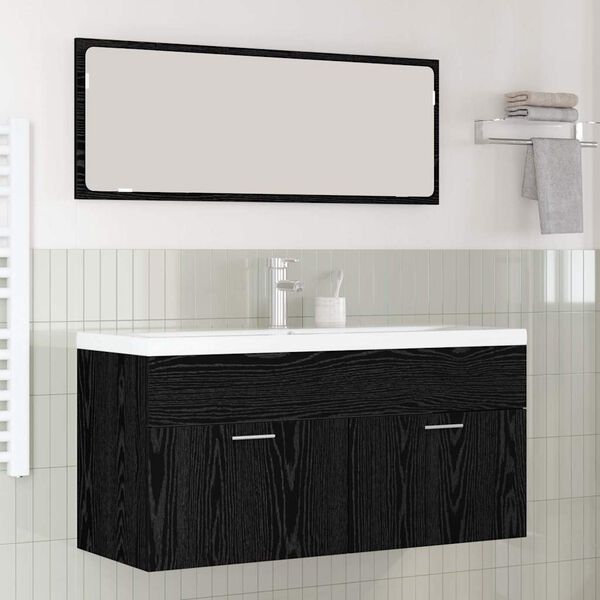 vidaXL Dulap de Baie Stejar Negru 100 x 38,5 x 46 cm Lemn compozit