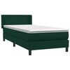vidaXL Pat box spring cu saltea, verde &icirc;nchis, 100x220 cm, catifea