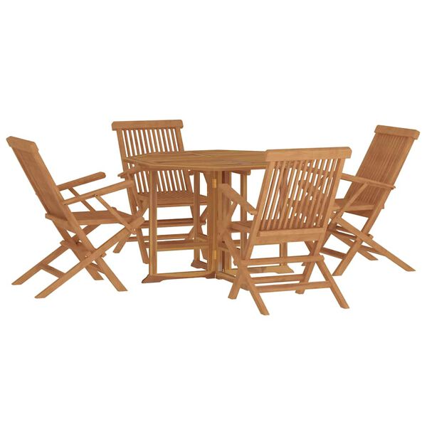 vidaXL Set de mobilier de exterior pliabil, 5 piese, lemn masiv de tec