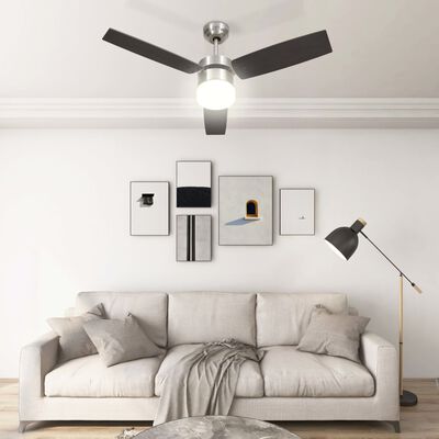 vidaXL Ventilator tavan cu iluminare/telecomandă, maro închis, 108 cm