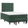 vidaXL Pat box spring cu saltea, verde &icirc;nchis, 120x200 cm, catifea