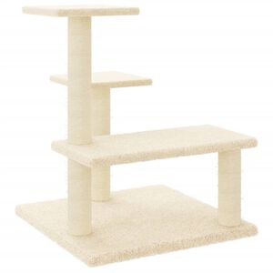 vidaXL Ansamblu de pisici cu st&acirc;lpi din funie de sisal, crem, 61 cm