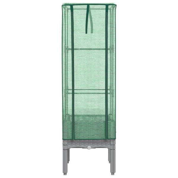 vidaXL Strat &icirc;nălțat cu husă de seră, aspect ratan, 40x40x140 cm