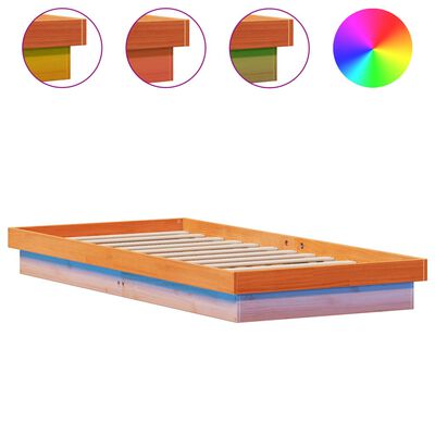 vidaXL Cadru de pat cu LED, maro ceruit, 90x190 cm, lemn masiv de pin