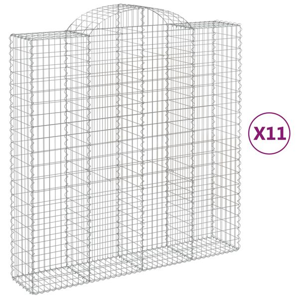 vidaXL Coșuri gabion arcuite, 11 buc 200x50x200/220cm, fier galvanizat