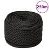 vidaXL Fr&acirc;nghie de lucru, negru, 14 mm, 250 m, polipropilenă