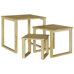 vidaXL masă 3 buc. natural 50,5 x 50 x 46 cm Lemn de pin tratat
