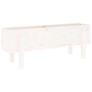 vidaXL Strat &icirc;nălțat de grădină, alb, 101x30x38 cm, lemn masiv de pin