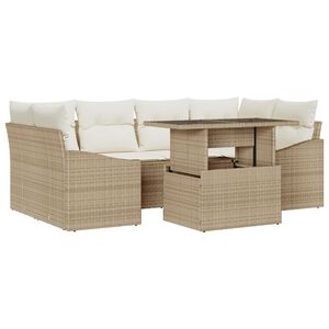vidaXL Set de canapele pentru grădină 7 pcs Bej Rattan poli