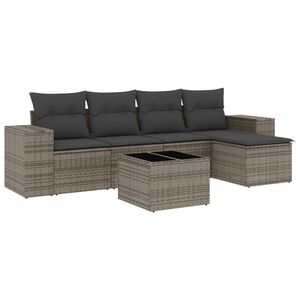 vidaXL Set mobilier grădină cu perne, 6 piese, gri, poliratan
