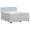 vidaXL Pat box spring cu saltea și LED Gri deschis 200 x 200 cm