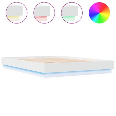 vidaXL Cadru de pat cu lumini LED, alb, 120x200 cm
