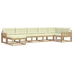 vidaXL Set de canapele de exterior cu pernă 7 pcs Alb și crem