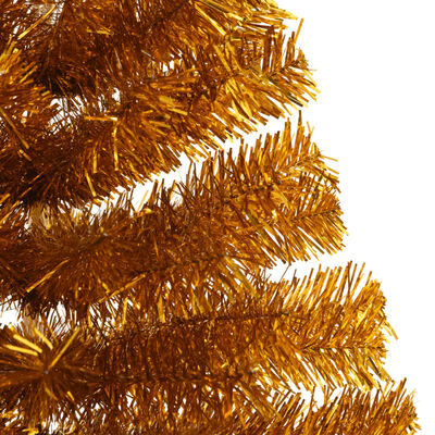 vidaXL Jumătate brad de Crăciun cu suport, auriu, 180 cm, PET