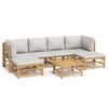 vidaXL Set mobilier de grădină cu perne gri deschis, 7 piese, bambus