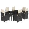 vidaXL Set mobilier de grădină cu perne, 7 piese, negru, poliratan