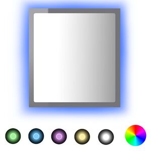 vidaXL Oglindă de baie cu LED, gri extralucios, 40x8,5x37 cm, acril
