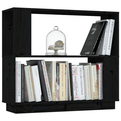 vidaXL Bibliotecă/Separator cameră, negru, 80x25x70 cm, lemn masiv pin