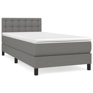 vidaXL Pat box spring cu saltea, gri &icirc;nchis, 80x200 cm, textil