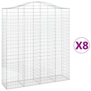 vidaXL Coșuri gabion arcuite, 8 buc, 200x50x220/240cm, fier galvanizat