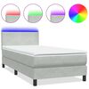 vidaXL Pat cu arcuri cu saltea și LED, gri deschis, 90x210 cm, catifea