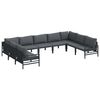 vidaXL Set de canapele pentru grădină cu pernă 9 pcs Negru Oțel