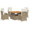 vidaXL Set mobilier de grădină cu perne, 5 piese, bej, poliratan