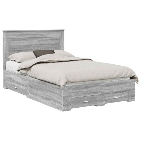 vidaXL Cadru de pat cu sertar cu headboard cu depozitare Lemn compozit