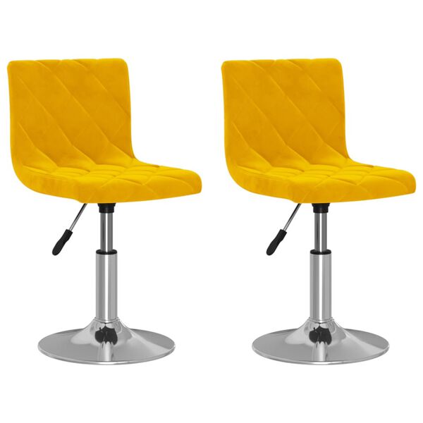 vidaXL Scaune de bucătărie pivotante, 2 buc., galben muștar, catifea