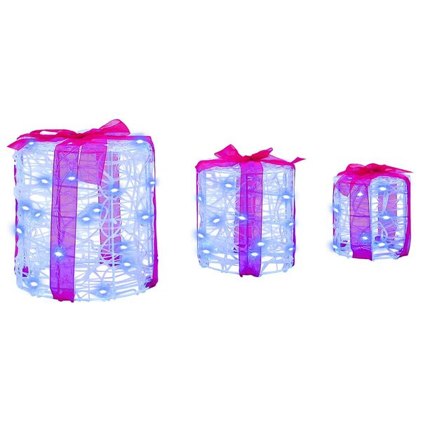 vidaXL Decorație cutie de cadou 3 pcs albastru 20 x 20 x 21 cm Acril