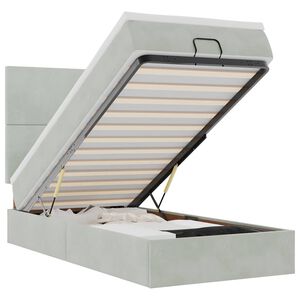 vidaXL Cadru de pat otoman cu saltele Gri deschis 90x190cm catifea