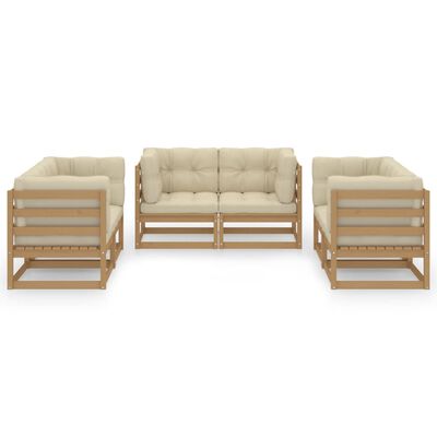 vidaXL Set mobilier de grădină cu perne, 6 piese, lemn masiv de pin